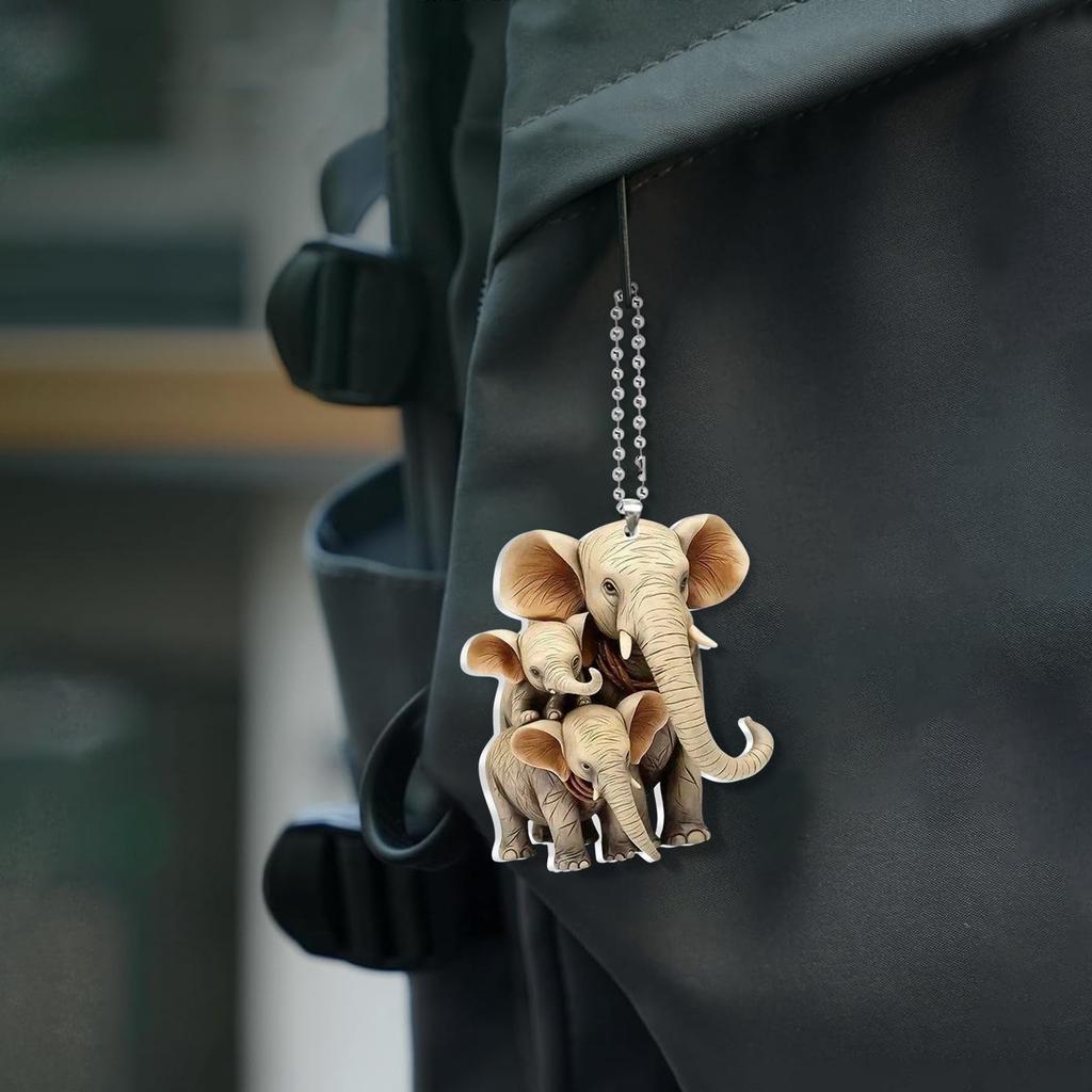 2D søt bil akryl flat bakspeil anheng nøkkelring tilbehør