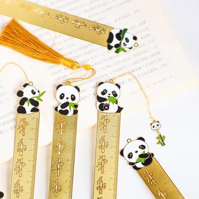Panda prolamovaná kovová záložka střapec Creative Student novoroční dárková krabička Čínský styl dárek Čínský styl záložky
