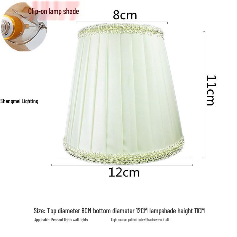 European Crystal Chandelier Fabric Lampshade, Clip-On, E27 Large Base, E14 Candle Bulb, Wall Light Shell Shade