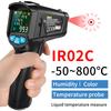 Digital Infrared Thermometer Laser Temperature Meter Non-contact Pyrometer Thermal Imager Hygrometer Color LCD Light Alarm