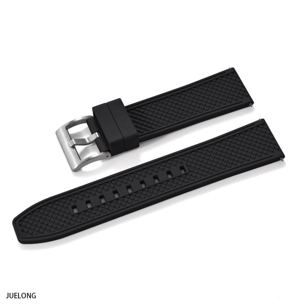 Professional Diving Watch Band FKM Rubber Strap 18mm 20mm 22mm 24mm Quick Release Bullet Shape for Dive Watch Waterproof Durabl
