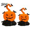 Battery Operated Candle Lights 2Pcs Halloween Pumpkin Night Light, Flameless LED Lamp with Bat Safety Decor, Plastic Tabletop Ornament for Home Party