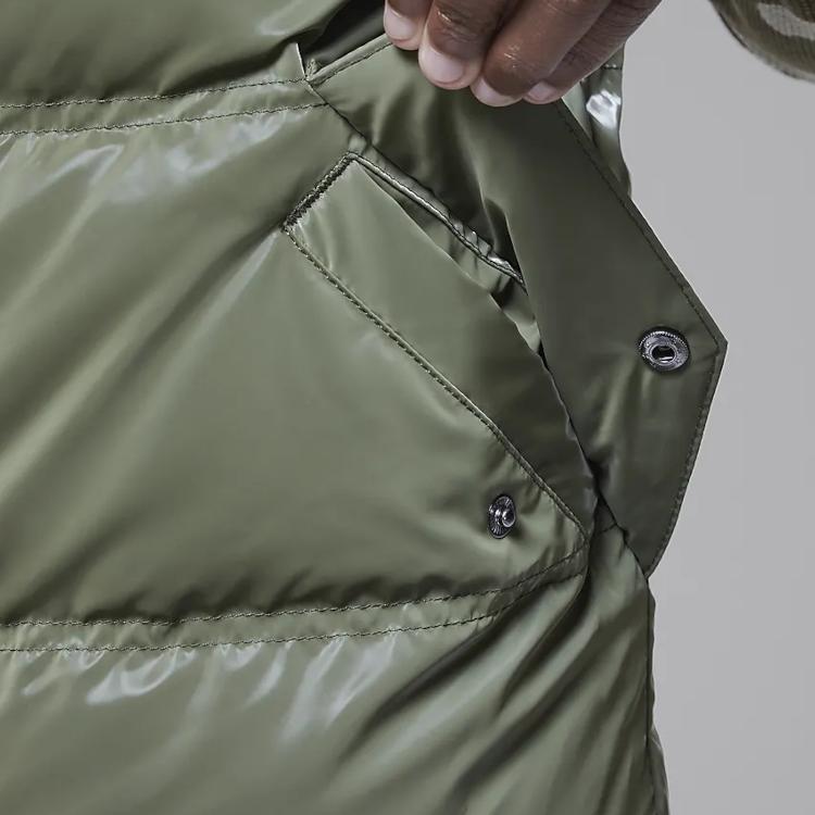 Jordan Kapuzen-Casual-Minimalisten-Daunenweste Kinderwesten Olivgrün HQ8075-222