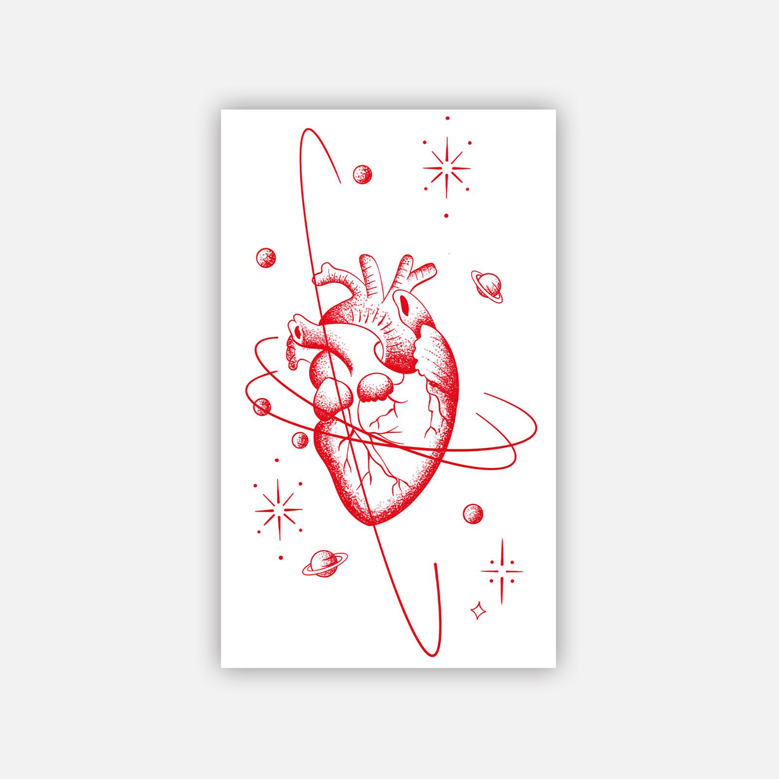 

Red Planet Heart Tattoo Patch Waterproof And Long-Lasting Women S Arm High-End Simulation Tattoo 11*18
