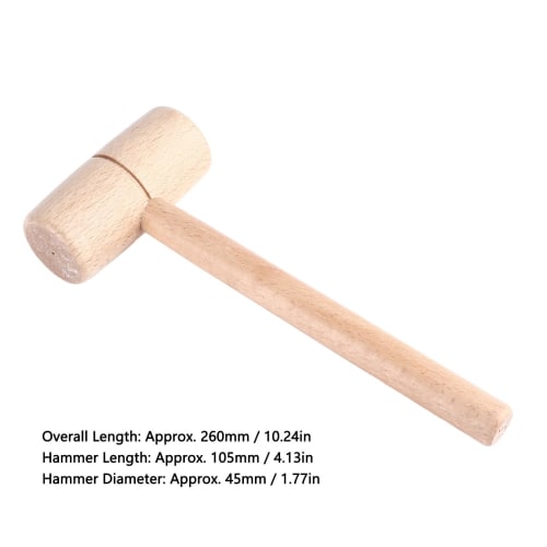 Comfortable Round Head High-Hardness Mallet, Beech Wood Hammer for Woodworking, Wood Carving, and Leathercraft, DIY Carpentry Tool for Woodworking Ent