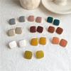 Geometric Green Retro Korean Square Earrings for Women