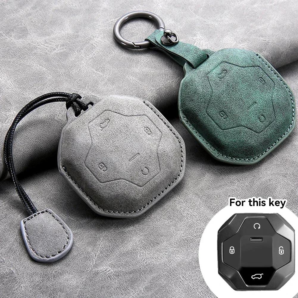 Leather Car Key Case Cover Protective Shell for Chery Jetour To Genesis Traveller T2 X90 X70 X95 DASHING X-1 Plus DTC L9 Kechain