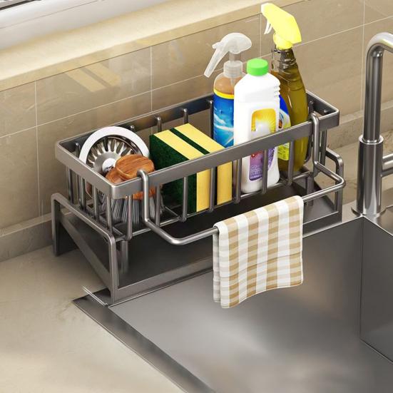 Drain Kitchen Soap Sponge Organizer Large Rack Holder Sink Caddy