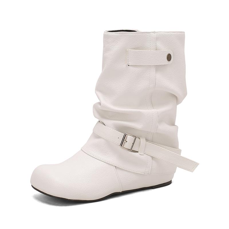 Fashion Western Cowgirl Boots Fashion New Comfortable Internal Height Women's Boots Trendy Versatile Slip On Buckle Women Short Boots