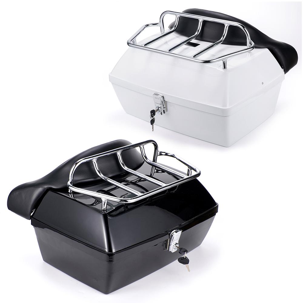 48L Motorcycle Trunk Rear Storage Box Tail Luggage Trunk Case Toolbox w/Backrest Pad Scooter Motorbike Universal