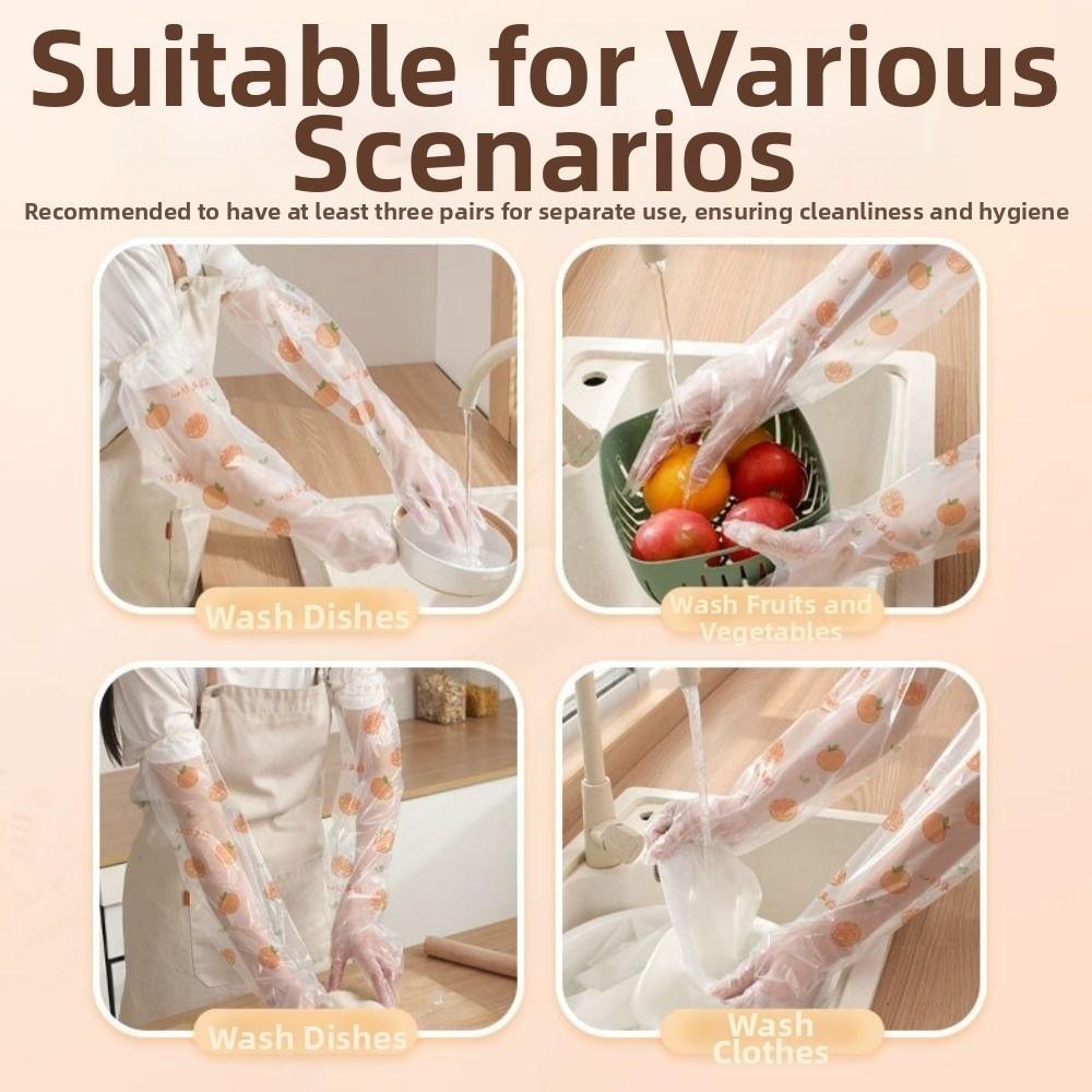 10PCS Print Disposable Gloves Extra Long Extended Housework Gloves  for Restaurant