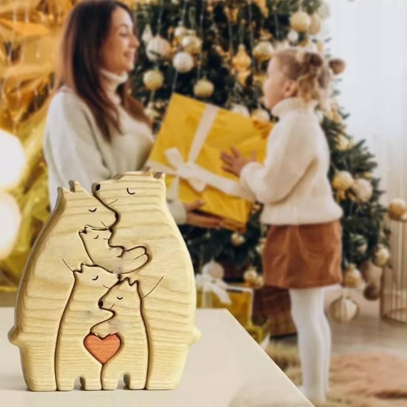 Personalized Bear Hug Garnish Wooden Puzzle Toy Family Bear Educational Xmas Toy