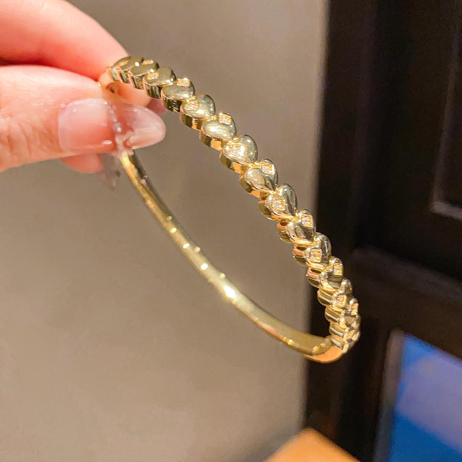 18k Gold Plated Heart Shape Bracelet With Zircon Stones For Women Fashion Jewelry