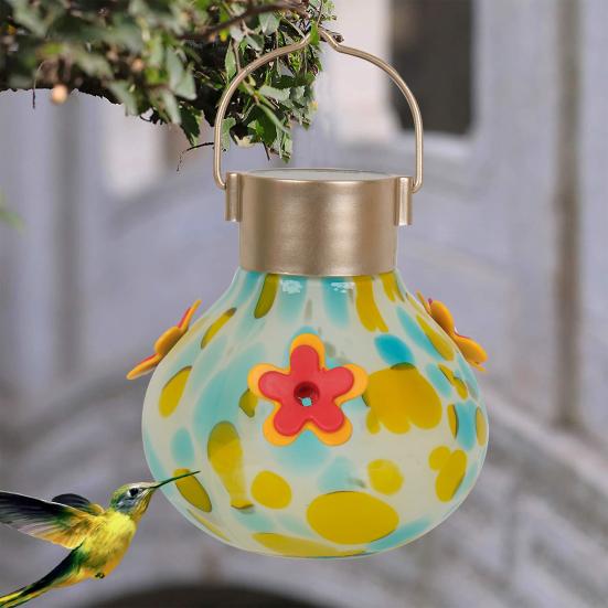Hummingbird Feeder with Solar Light Water-proof Outdoor Garden Yard Hanging Auto-Lighting Semi-automatic
