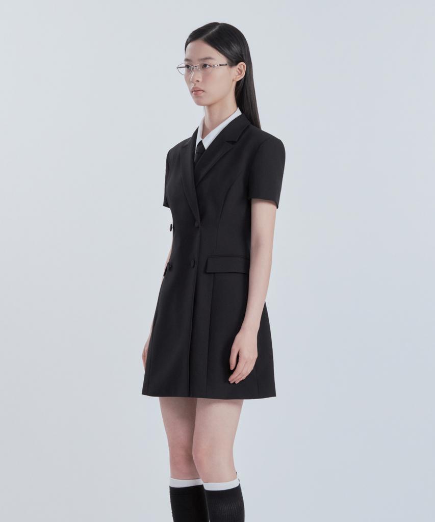 Mausolleum [Select Length] Jenn Half-Sleeve Suit Jacket Dress - Black
