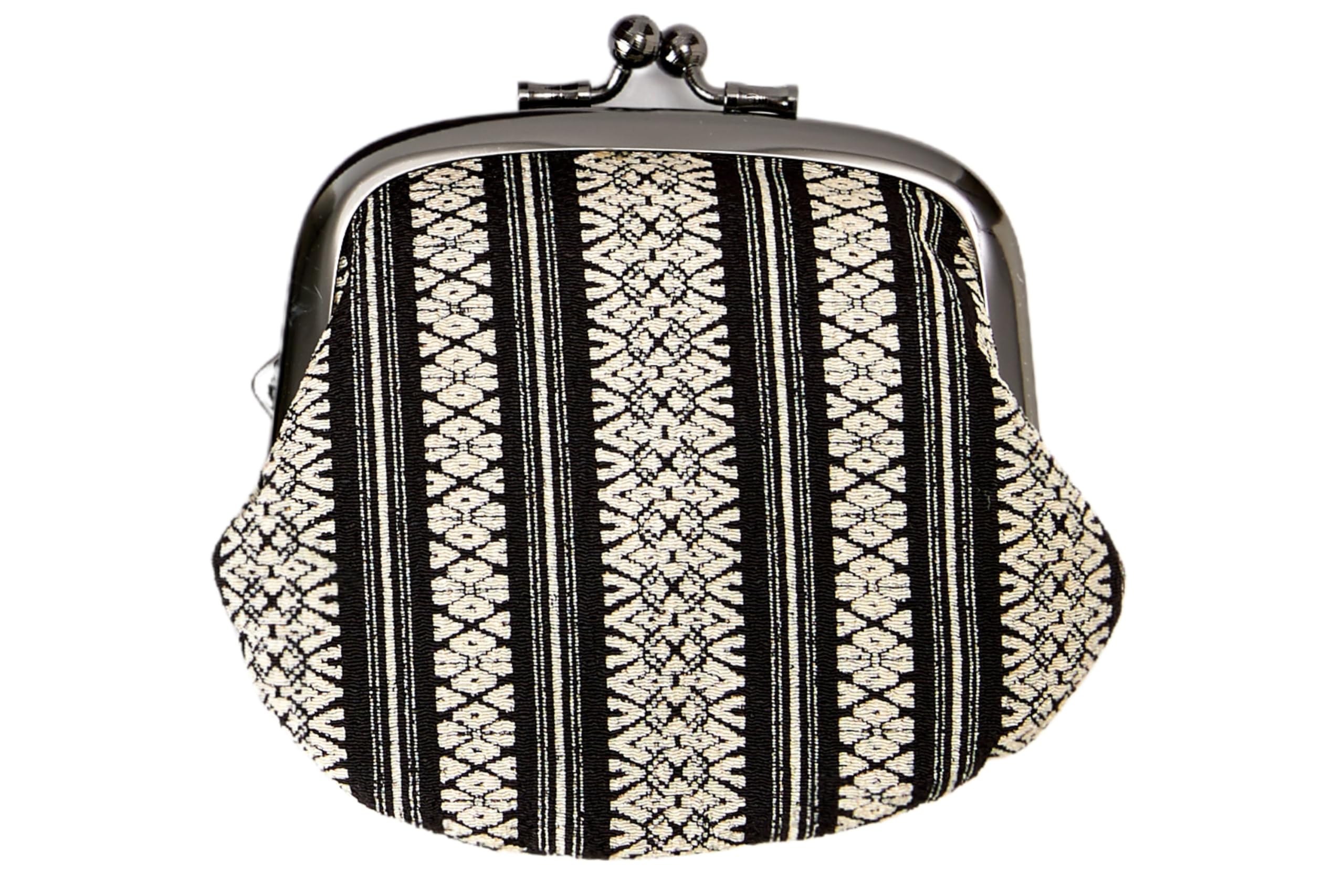 (0211) Uni Seni, Сделано в Японии, Футаго Тиримен, Японский узор, Кошелек на застежке 3,2 дюйма [Узор Хаката, Черный]