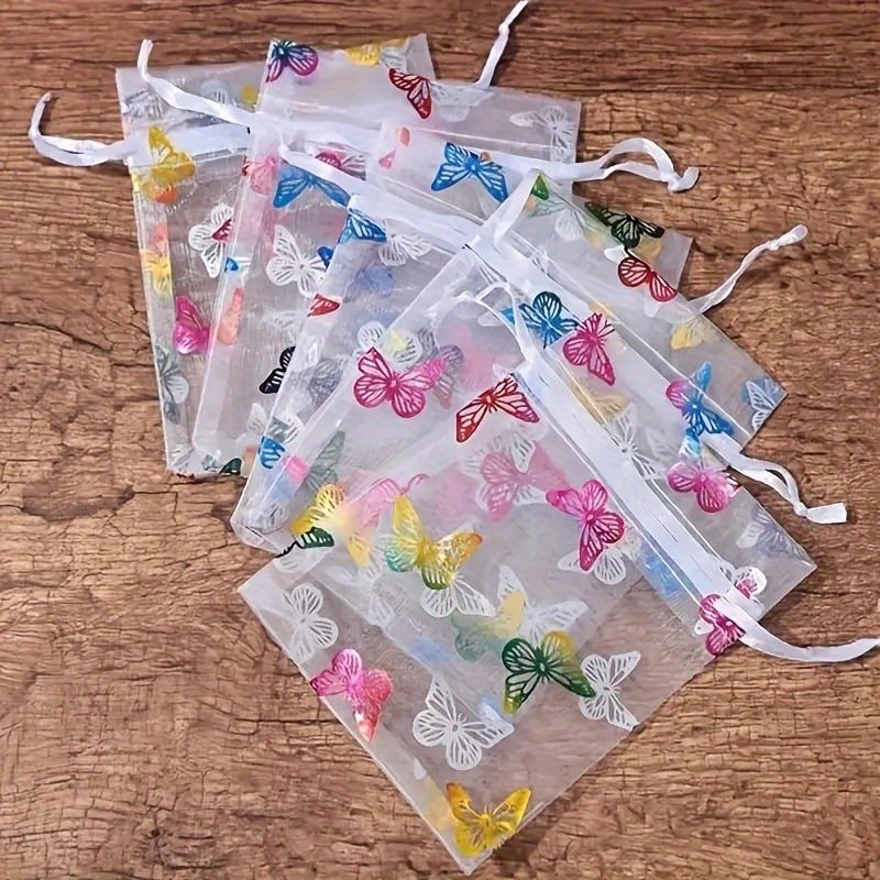 50 Stück Elegante Schmetterlings-Netz-Kordelzugbeutel - Perfekt für Schmuck, Süßigkeiten und Geschenkverpackungen - Doppeltes Verschlussdesign für sichere Aufbewahrung