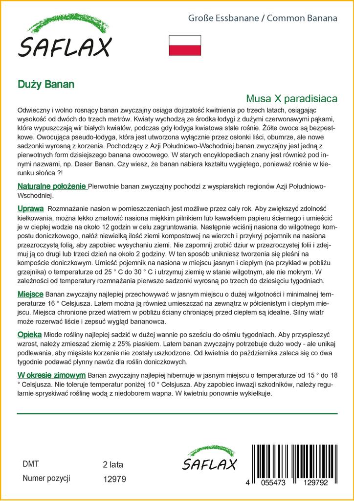 SAFLAX Common Banana - 10 Seeds - Musa X Paradisiaca