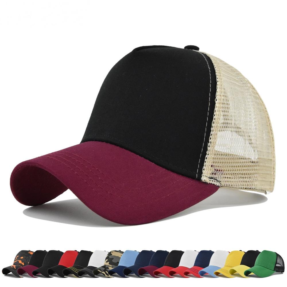 New 5 Pane Mesh Baseball Cap Adult Hip Hop Curved Snapback Hats Summer Sunshade Sun Hat Simple Trucker Advertising Cap