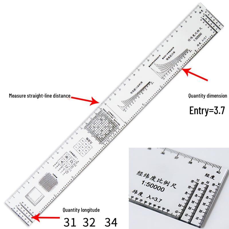 Latitude Longitude Map Scale Ruler 1:50000 Set of 3