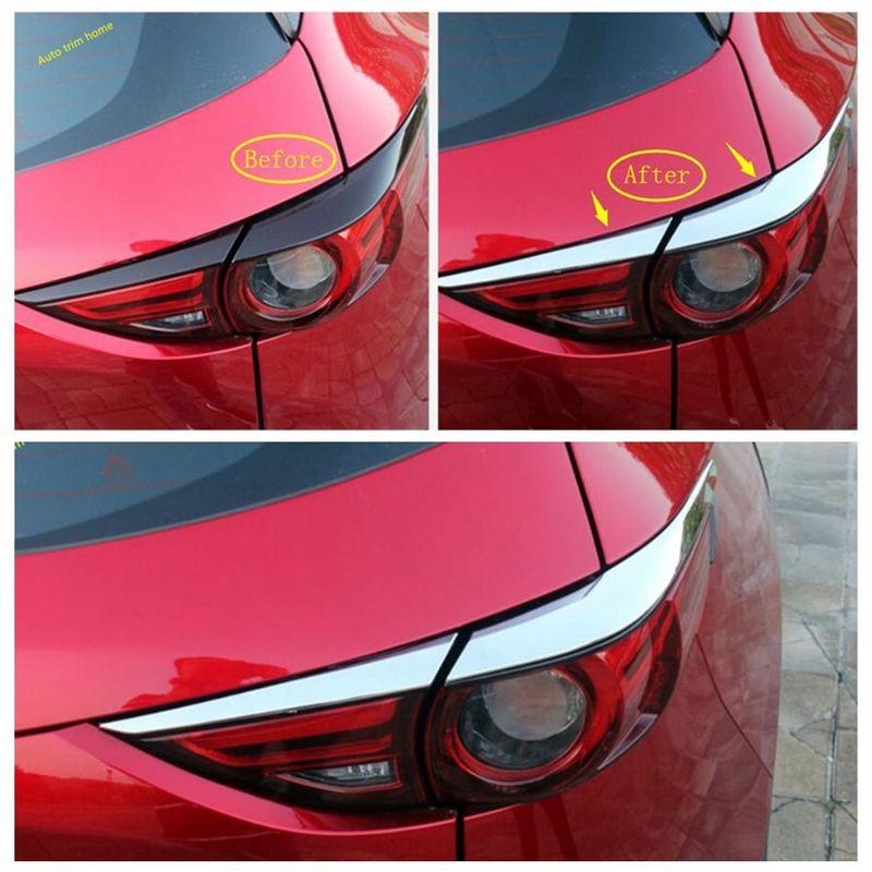 ABS Chrome Rear Tail Bumper Fog Lamp Light Eyebrows Decoration Strips Cover Trim For Mazda CX-5 CX5 2017 - Accessories