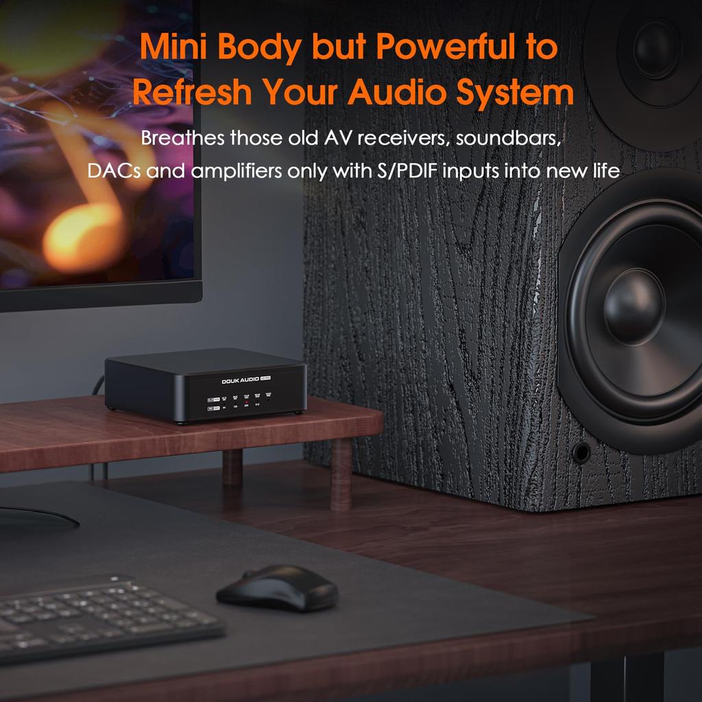 Douk Audio U2 PRO USB Digitale Schnittstelle mit XMOS DSD512 Austauschbar Kompatibel mit und Kompaktes Design XU316, Optischer/Koaxialer/I2S-Ausgang, Unterstützung,
