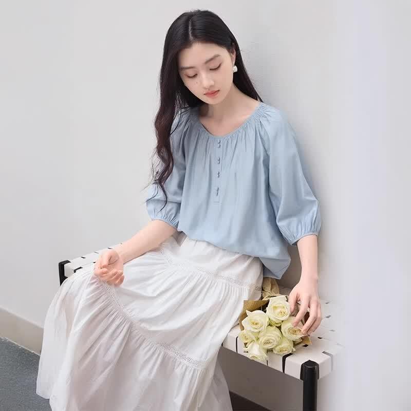 Women s Loose Fit Polo Top L серый