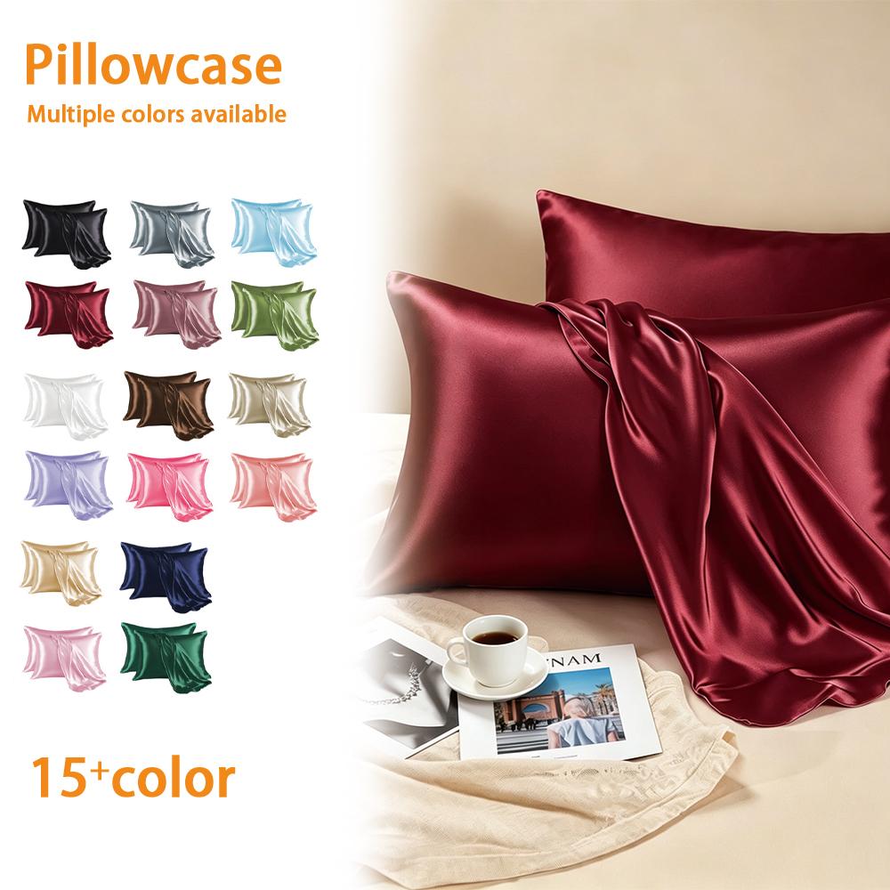 100% Silky Smooth Solid Color Pillowcase Like Silk Satin Pillow Cover Hair Beauty Soft Comfortable Pillow Case Home Decor