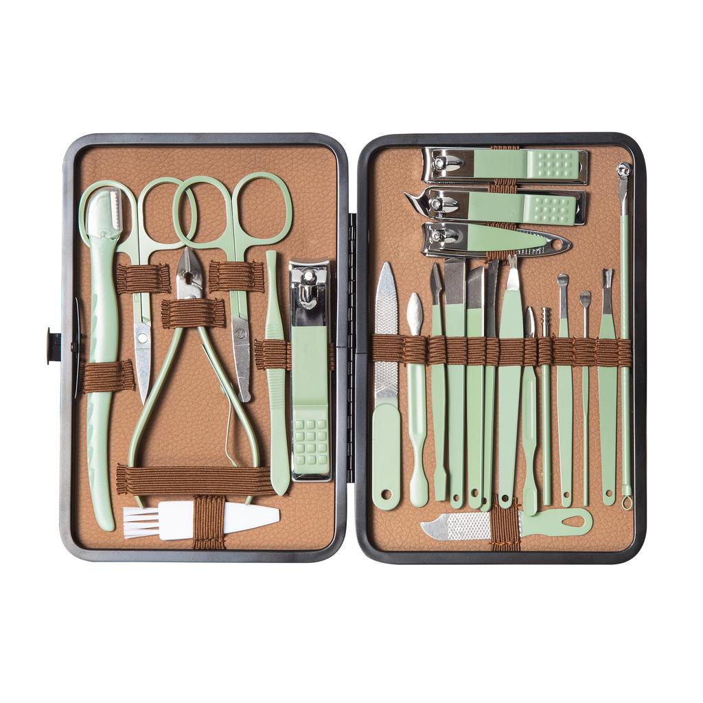 7/16/24 Pcs New Green Stainless Steel Manicure Set, Pedicure Tools Eyebrow Trimming Scissors For Men And Women, Manicure Tools, New Year Gift