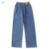 Girls' Patchwork Denim Wide-Leg Pants - Autumn/Winter 2025 Korean Style for Children