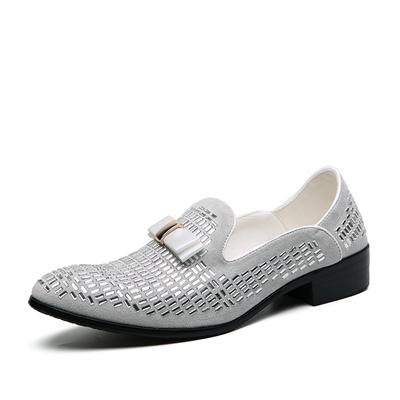 2025 Men Evening Formal Dress Rhinestone Shoes Loafers Casual Prom Wedding Party Leather Slip On Shoes Men Silver Plus Size 13