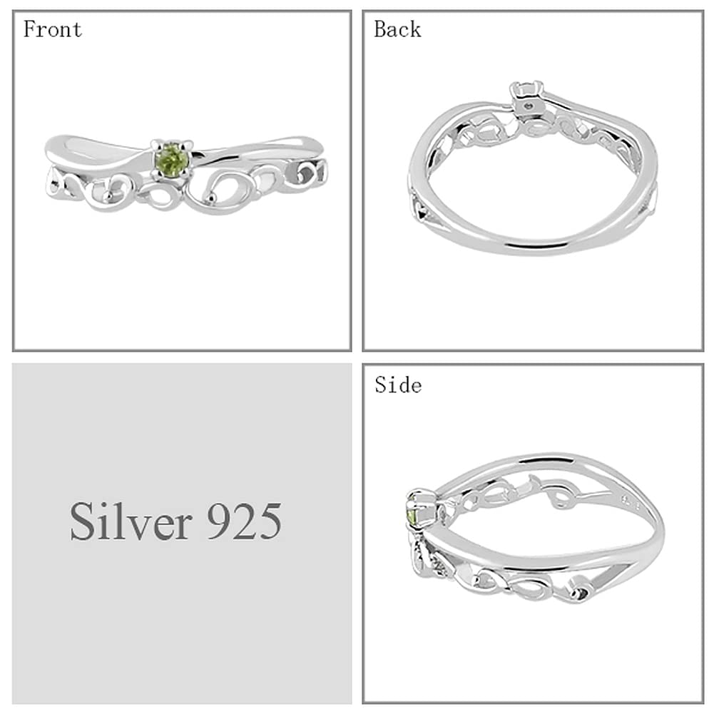 Shinjuku Gin No Kura Peridot Arabesque Silver 925 Pinky Ring, Size 3, Natural Stone, Women's Pinky Finger Ring, August Birthstone