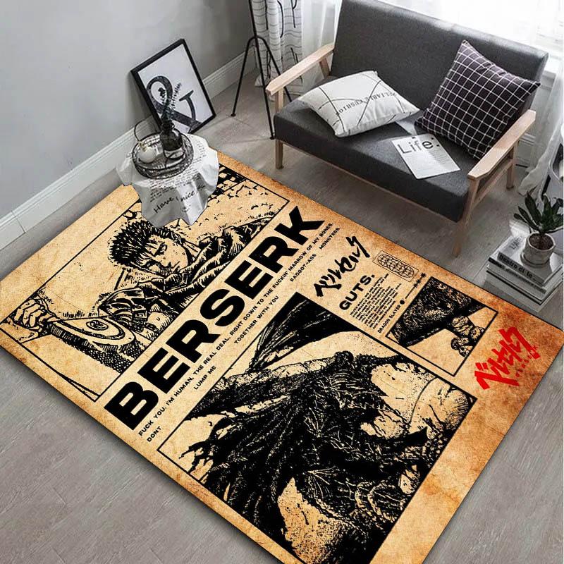 Cool 3D Berserk Guts Rage Anime Carpet Rug Art for Room Decor Sofa Christmas Halloween Gifts Game Area Rug Non-slip Floor Mat