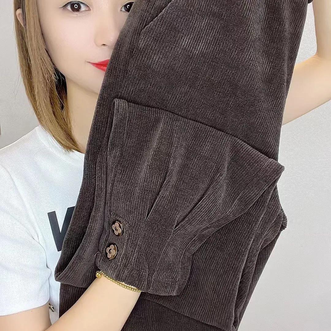 

Женские однотонные повседневные теплые брюки из тонкого бархата на осень и зиму L