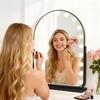 Arch Mirror Vanity with 17 LED Lights, Curved Table Top Makeup Mirror, Anti-Glare Protective Coating Rotatable Base 10x Magnifying Glass, Touch