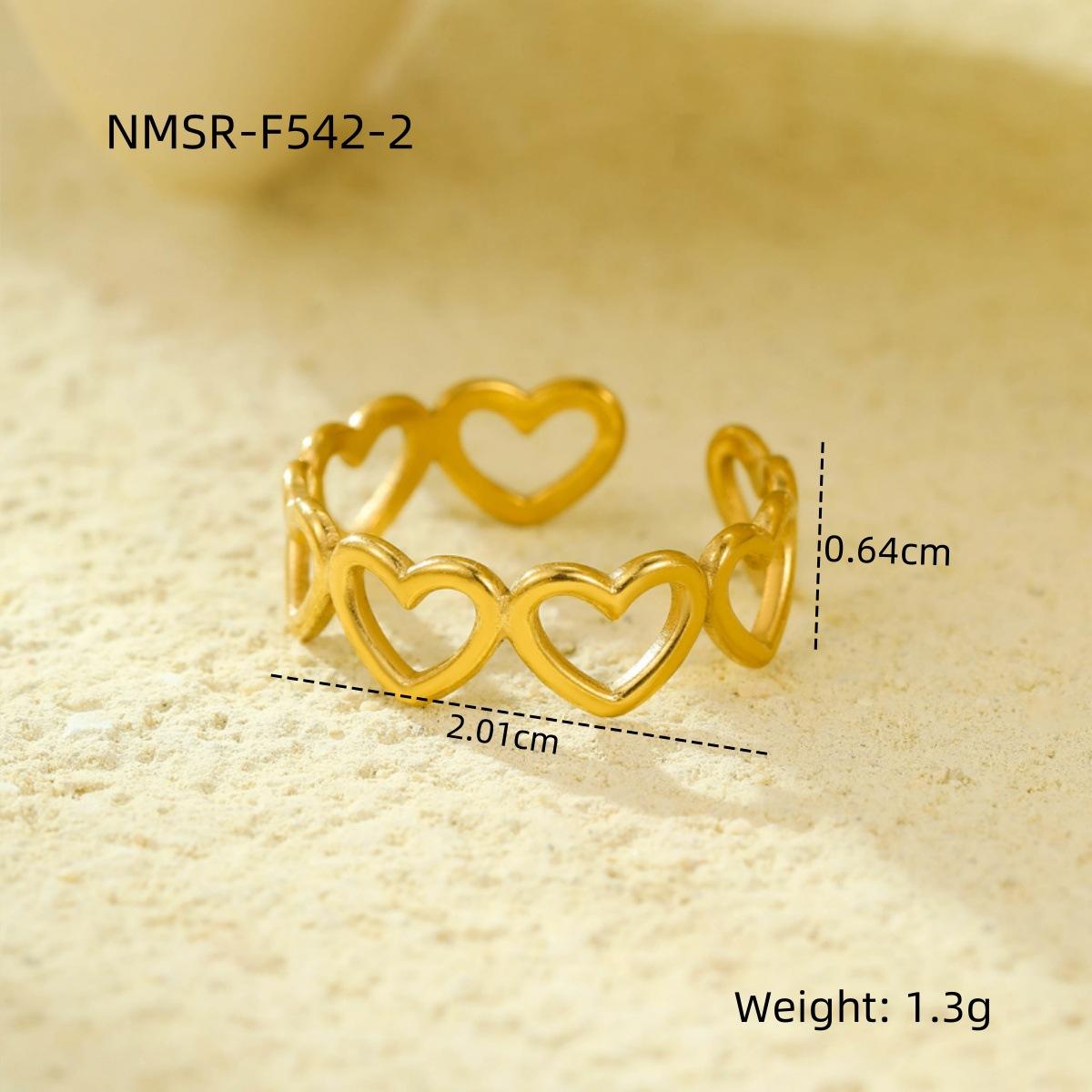 

Stainless Steel Open Ring 18K Gold Non-fading Multi-layer Geometric Hollow Versatile Ring one size fits all