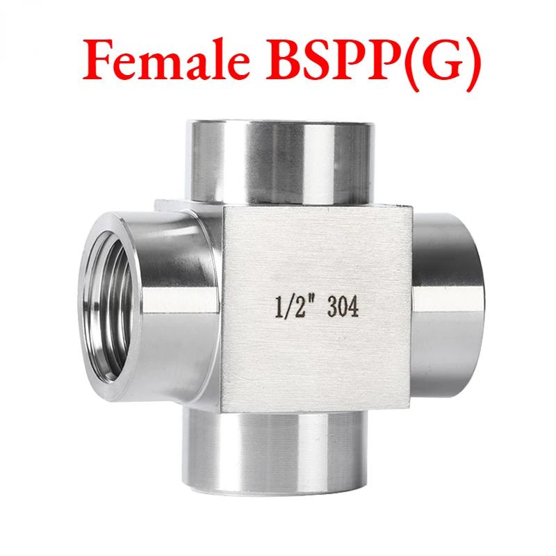 

1/8 1/4 3/8 1/2 3/4 1 BSP NPT M14 M20 Female Male Cross 4 Ways 304 Stainless Steel Splitter Block Pipe Fitting Connector 1/8