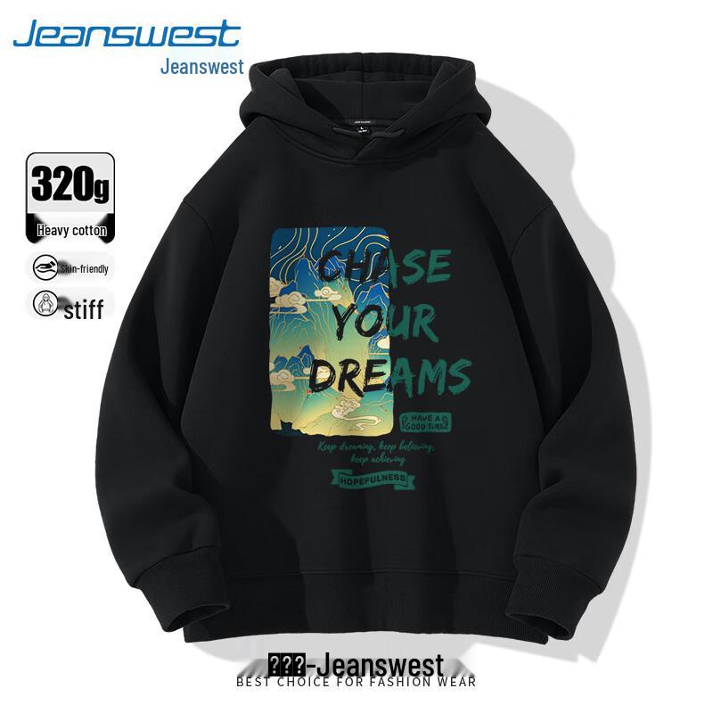 

Jeanswest Men s National Tide Mountain Water Print Pullover Hoodie M