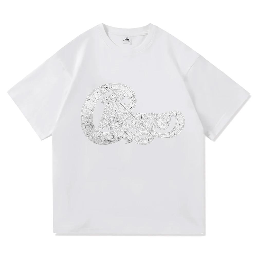 Chicago America's Band Logo Printed Tshirt Short Sleeve Cotton Fashion Female T-shirt Unisex Streetwear Casual Women Men T Shirt