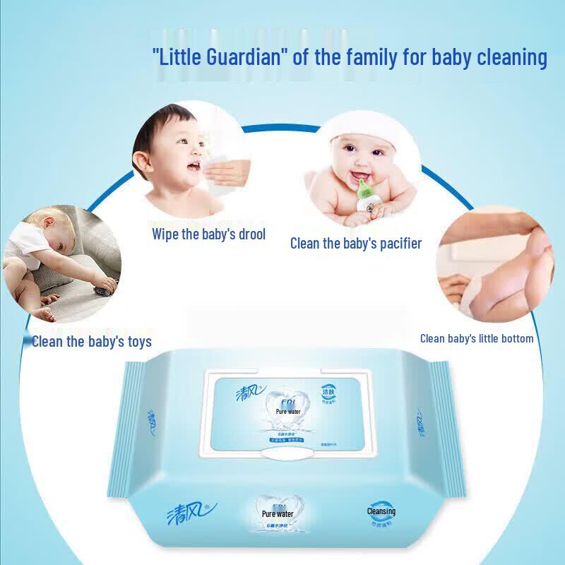 Qingfeng Unscented Pull-Out Wet Wipes with Lid, 80 Sheets x 12 Packs