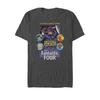 Herren Blaues Grafik-T-Shirt mit oranger Fels-Hauttextur Comic-Print Fantastic Four Superheld Baumwoll-T-Shirt für Marvel-Fans