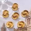 European and American Style Asymmetrical Titanium Steel 18K Gold Plated Water Drop Texture Spiral Earrings for Women