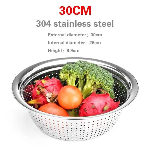 304 Stainless Steel Leaky Basin Rice Washing Sieve Basin Vegetable Basket Leaching Water Washing Fruit Filter Rice Basin
