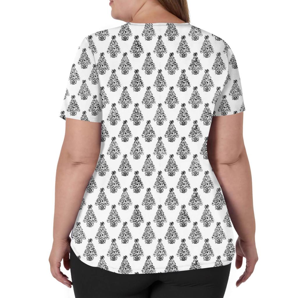 Damenmode V-Ausschnitt Kurzarm Overalls mit Taschen Print Tops Kleidung
