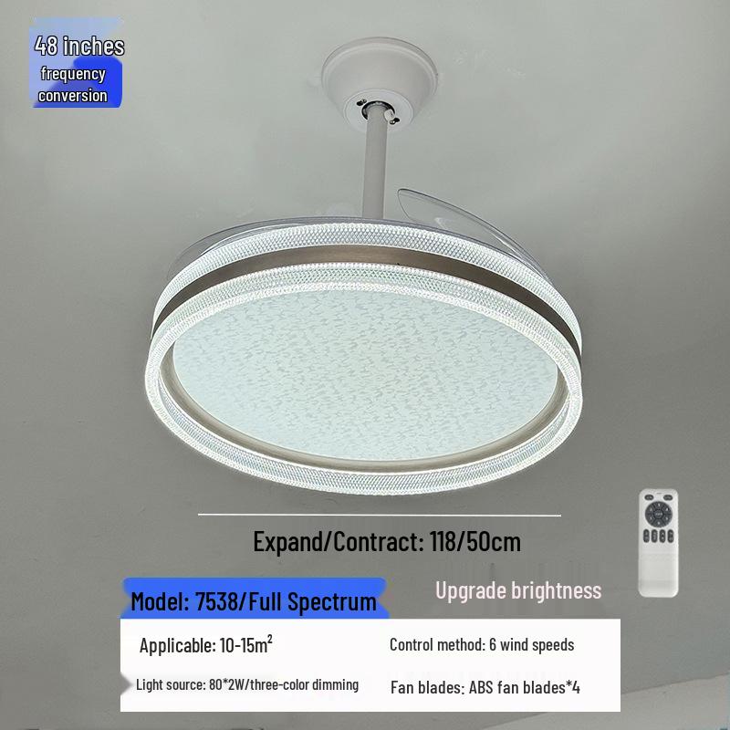 High-End Full Spectrum Ceiling Fan Light with Invisible Blades and All-Copper Motor for Restaurants and Homes