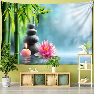 Bambus Lotus Wandteppich Hängen Natürliche Landschaft Bohemian Hippie Hexerei Kunst Reise Matratze Wohnkultur