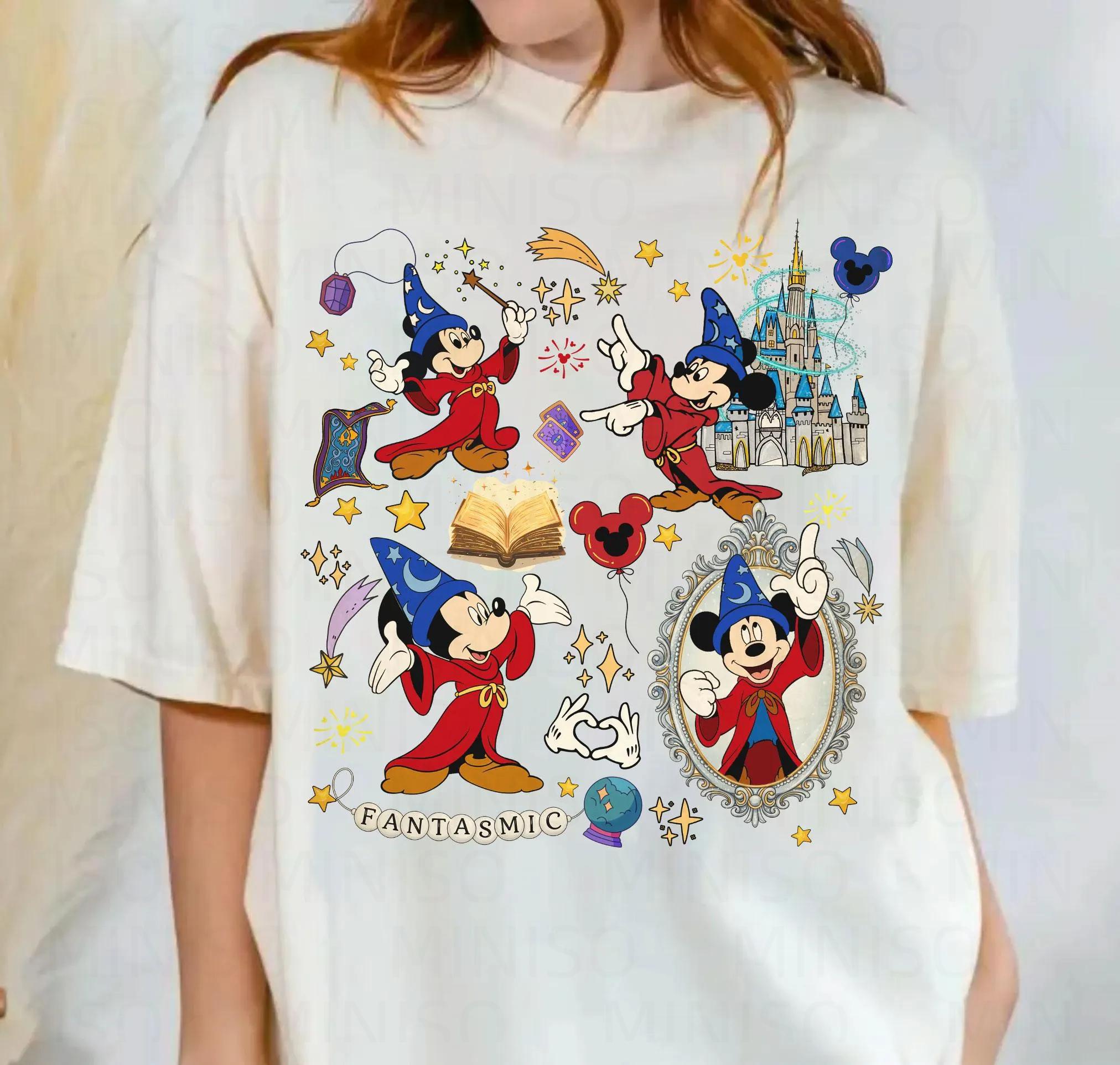 

Летняя футболка с графическим принтом Микки-волшебник 2026 Унисекс Унисекс Мода Хлопок Качество Повседневная Свободная Короткий рукав Классическая Унисекс S