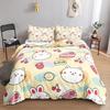 Kawaii Cat Duvet Cover Set for GirlsCute Cartoon Animal Kitten Bedding Set Lovely Romantic Theme Soft Comforter Cover Full Size