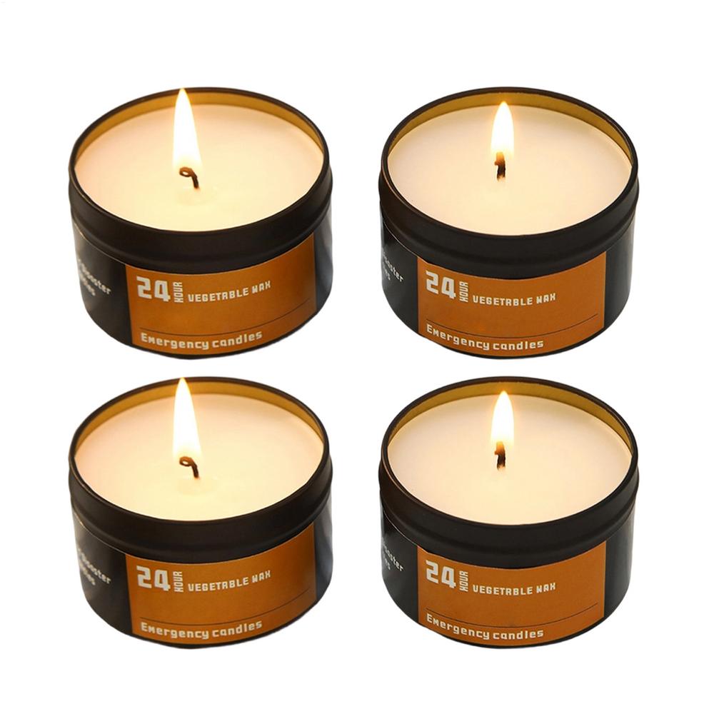 Camping Candles 4 Piece Long Burning Windproof Outdoor Long Lasting Candles In Tin Box for Storm Adventure Travel Backpacking