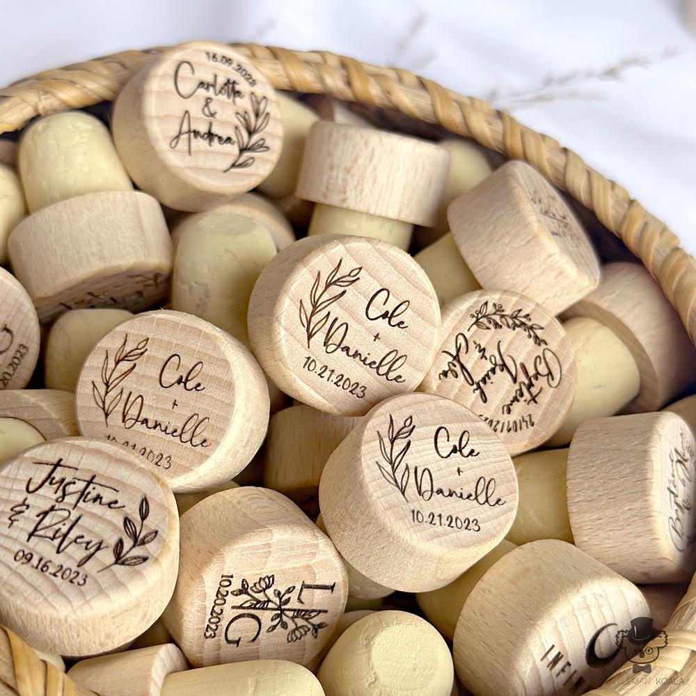 Custom 5Pcs Wooden Wine Corks Cheers Wine Party Favors Engraved Wood Stoppers Wedding Bachelorette Decor Corks for Birthday Gift